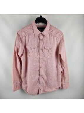 Buckle Black Shirt Mens Large Pink Heather Slim Fit Western Pearl Snap Button Up